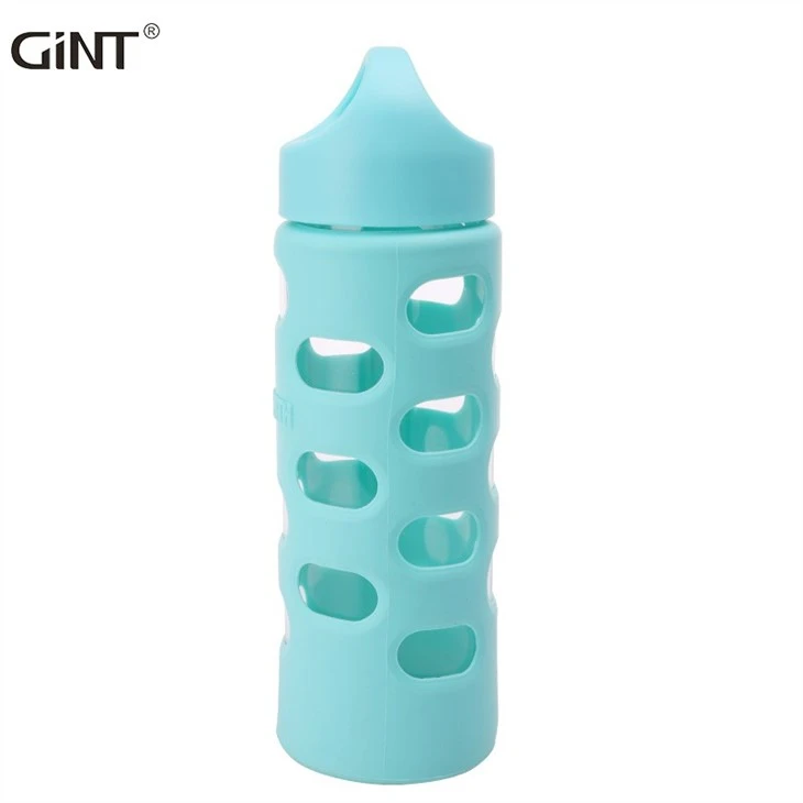 Travel Office Sports Chic Leakproof Glass Water Bottle With Silicone Sleeve for sale